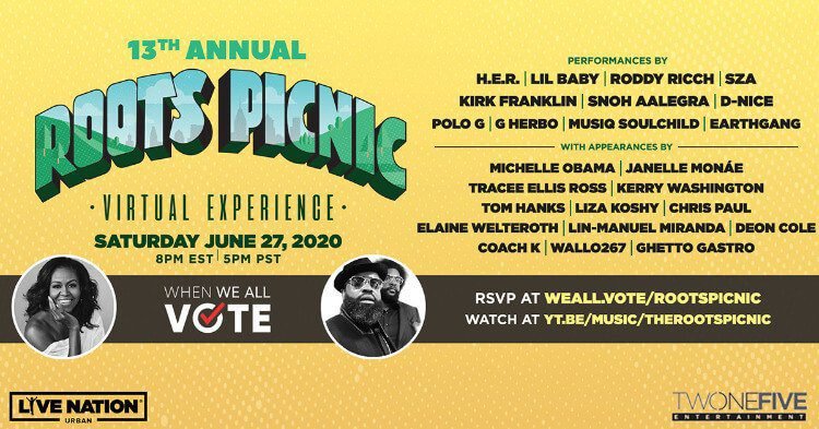 The Roots Picnic 2020 Partners With Michelle Obama’s When We All Vote For Virtual Festival Experience
